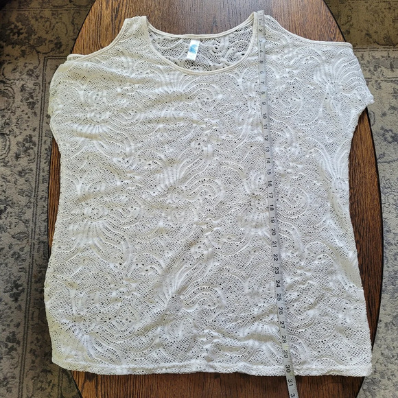 Aruba Blue White Crochet Lace Swimsuit Coverup Size Women's One Size - Picture 7 of 9